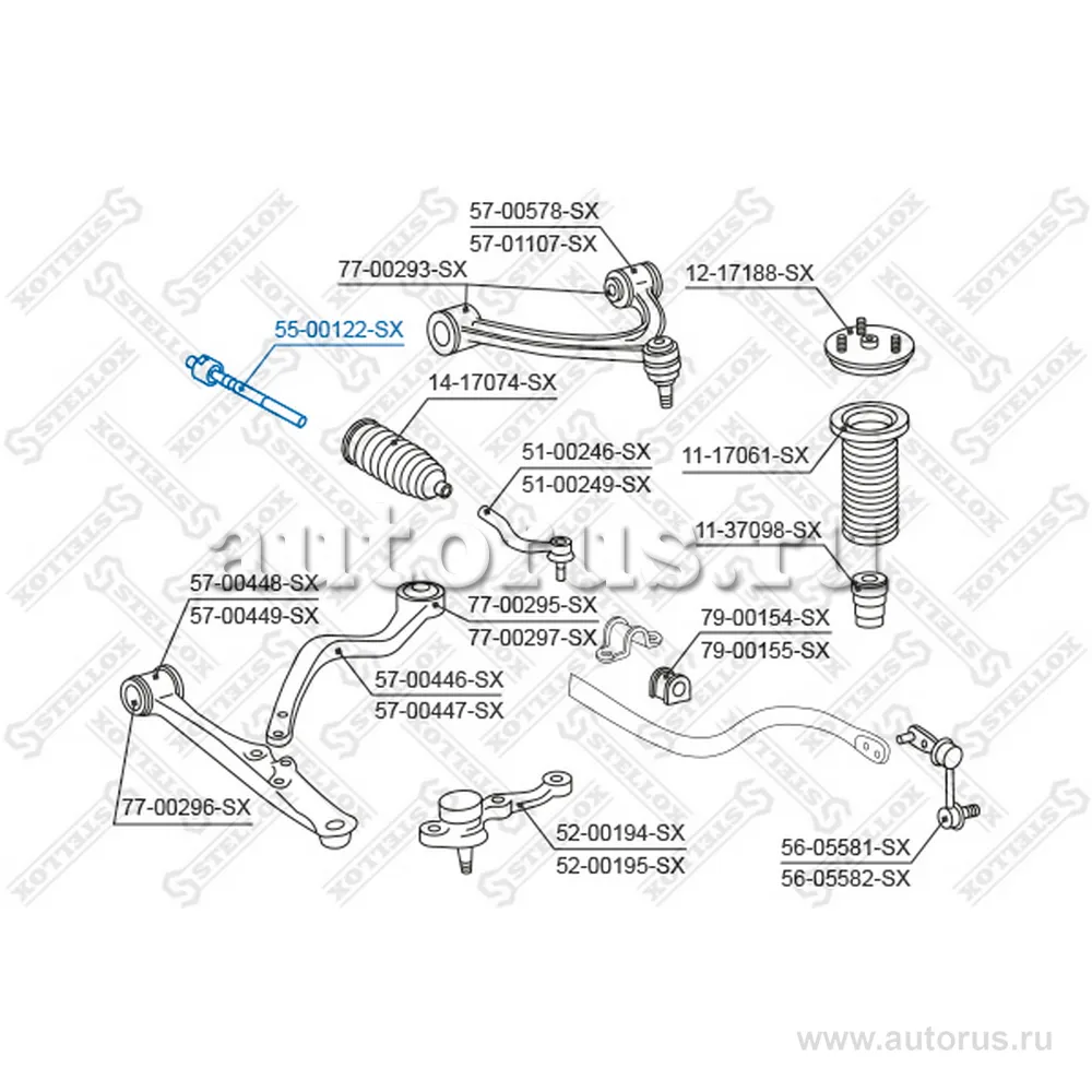 Тяга рулевая Lexus IS200/300/GS300/400/430 97> STELLOX 55-00122-SX