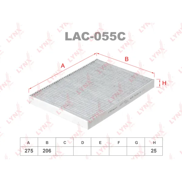 Фильтр салонный угольный LYNXauto LAC-055C