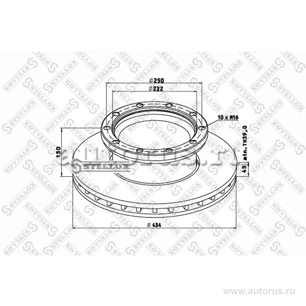 Диск тормозной 433X150X45X220 N10 ROR STELLOX 8500791_SX