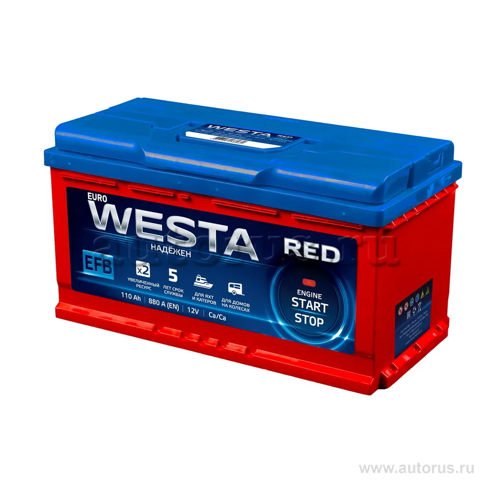 Аккумулятор WESTA RED EFB 110 А/ч Обратная 353x175x190 EN880 А