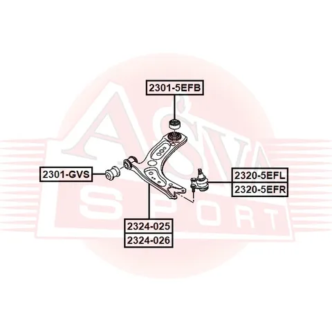 Рычаг нижний правый ASVA 2324025