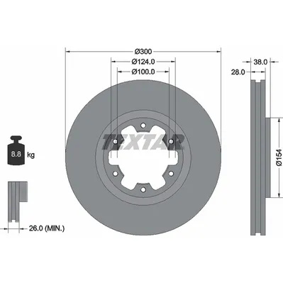 Диск тормозной передний стандартный INFINITI/NISSAN TEXTAR 92109500