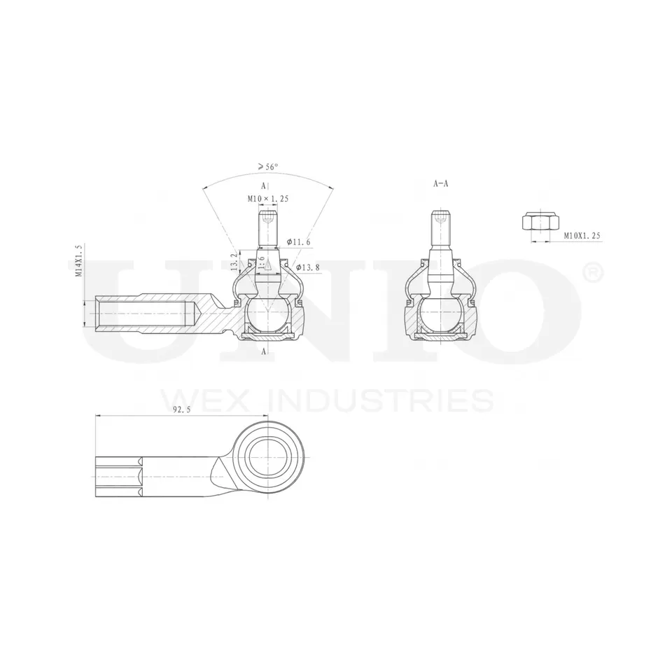 Наконечник рулевой левый UNIO SSP-10044