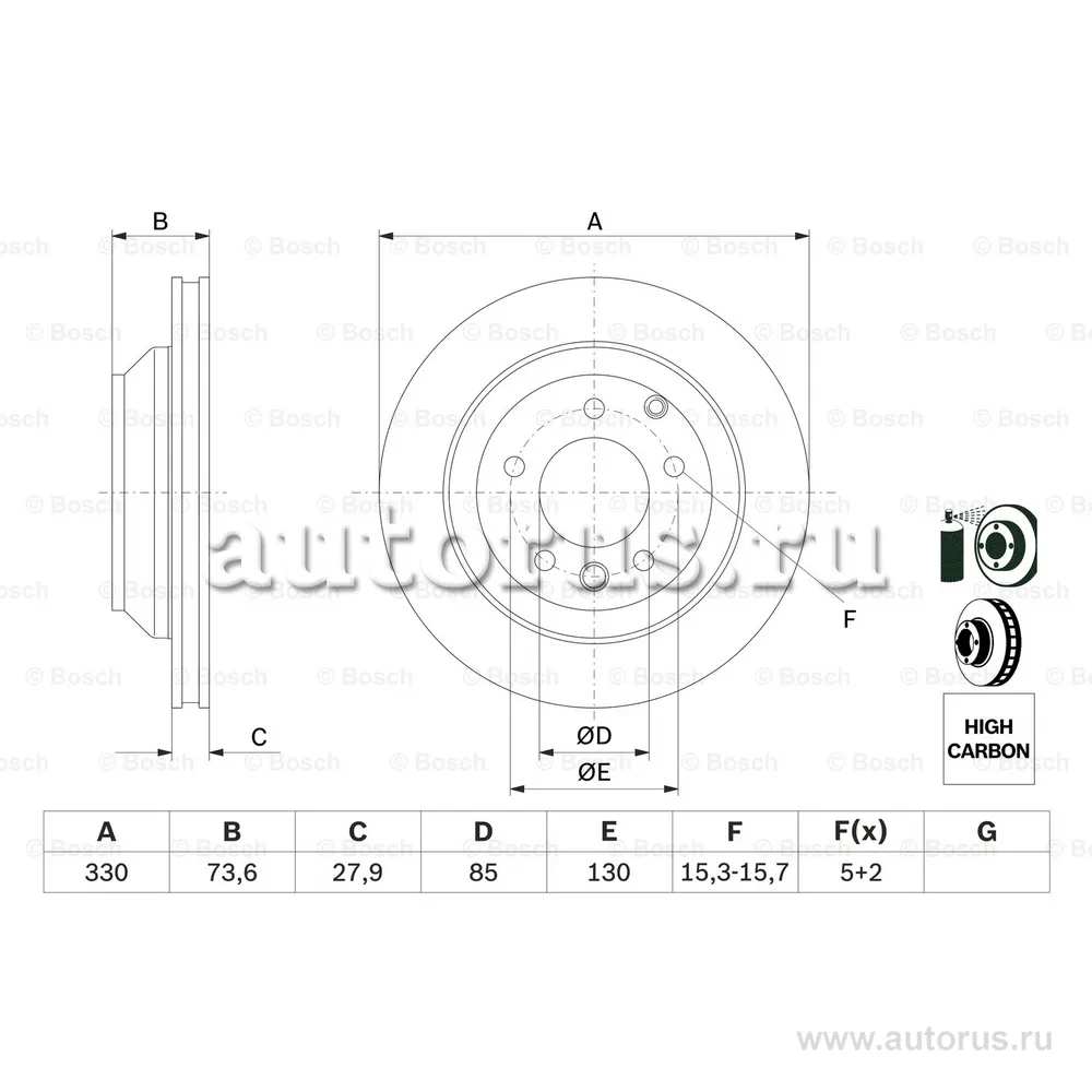 Диск тормозной задний BOSCH 0 986 479 095
