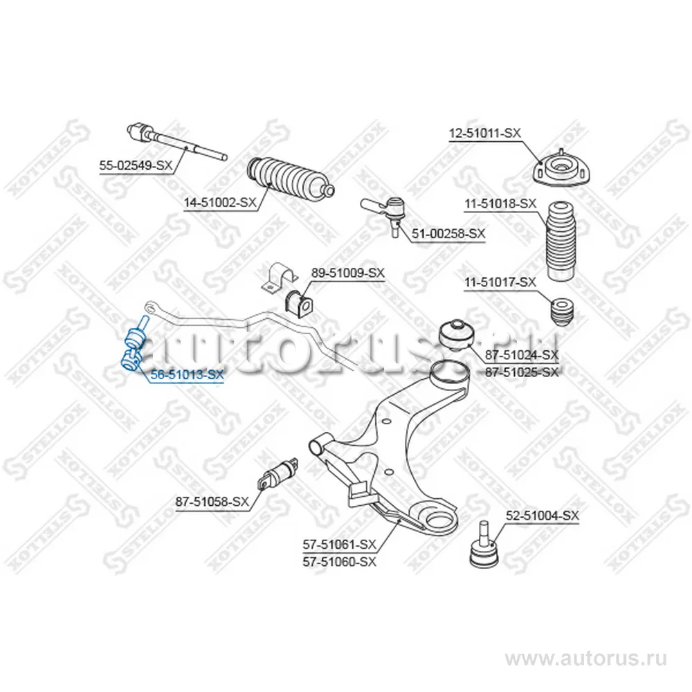 Тяга стаб.пер. Hyundai Sonata all 94-98 STELLOX 5651013_SX