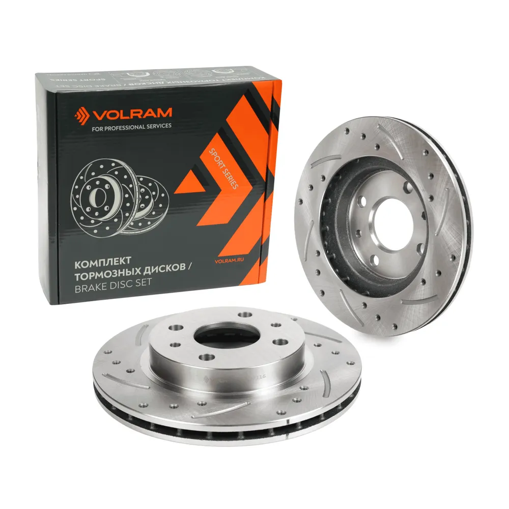 Диск тормозной ВАЗ-2110 R-13, SPORT, перф, комплект 2 шт; VOLRAM VR27116