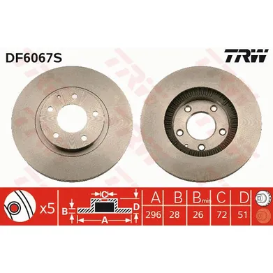 Диск тормозной передний MAZDA: MPV II (LW) 99- TRW DF6067S