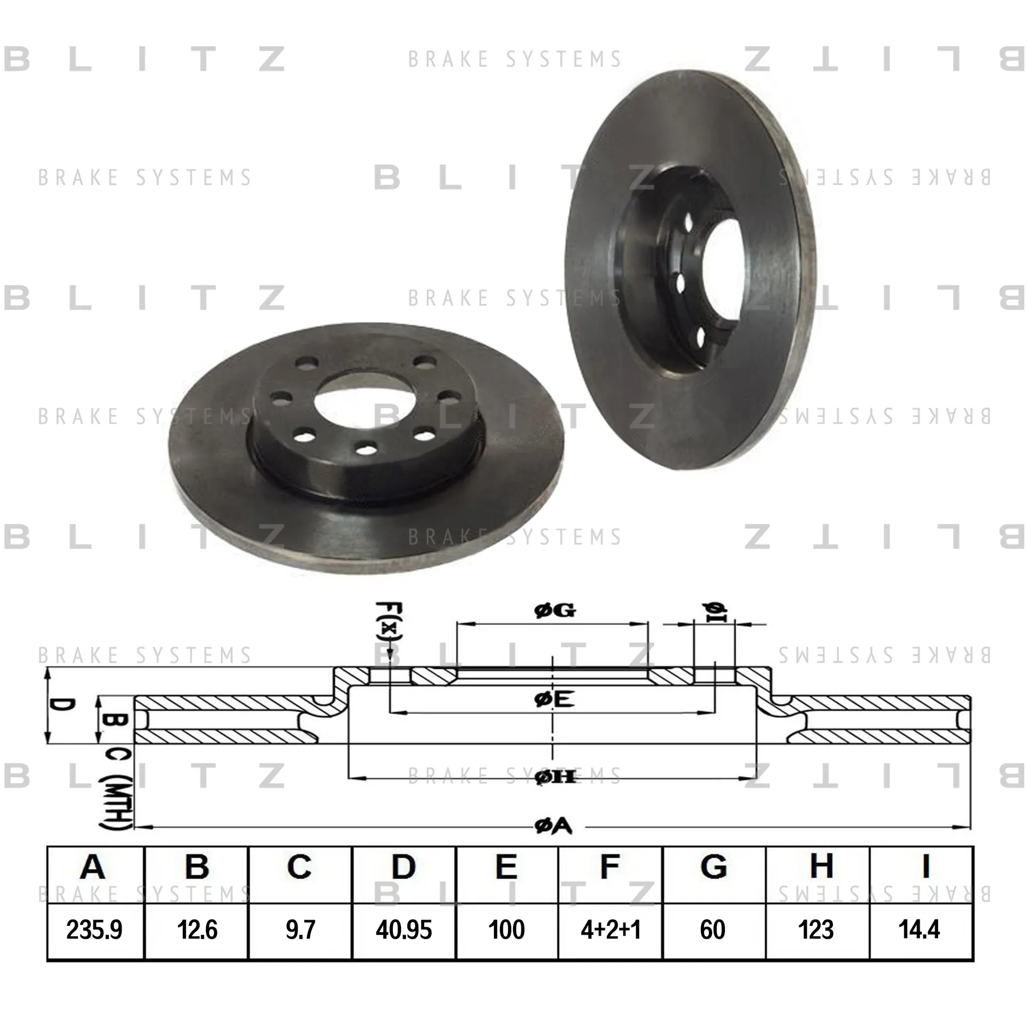 Диск тормозной передний OPEL CORSA/ASCONA/ASTRA/KADETT/VECTRA 79-> BLITZ BS0103