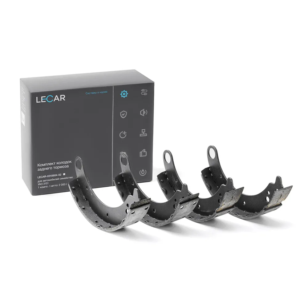 Колодки тормознык УАЗ 3151 задние (к-т 4 шт.) LECAR LECAR031060402
