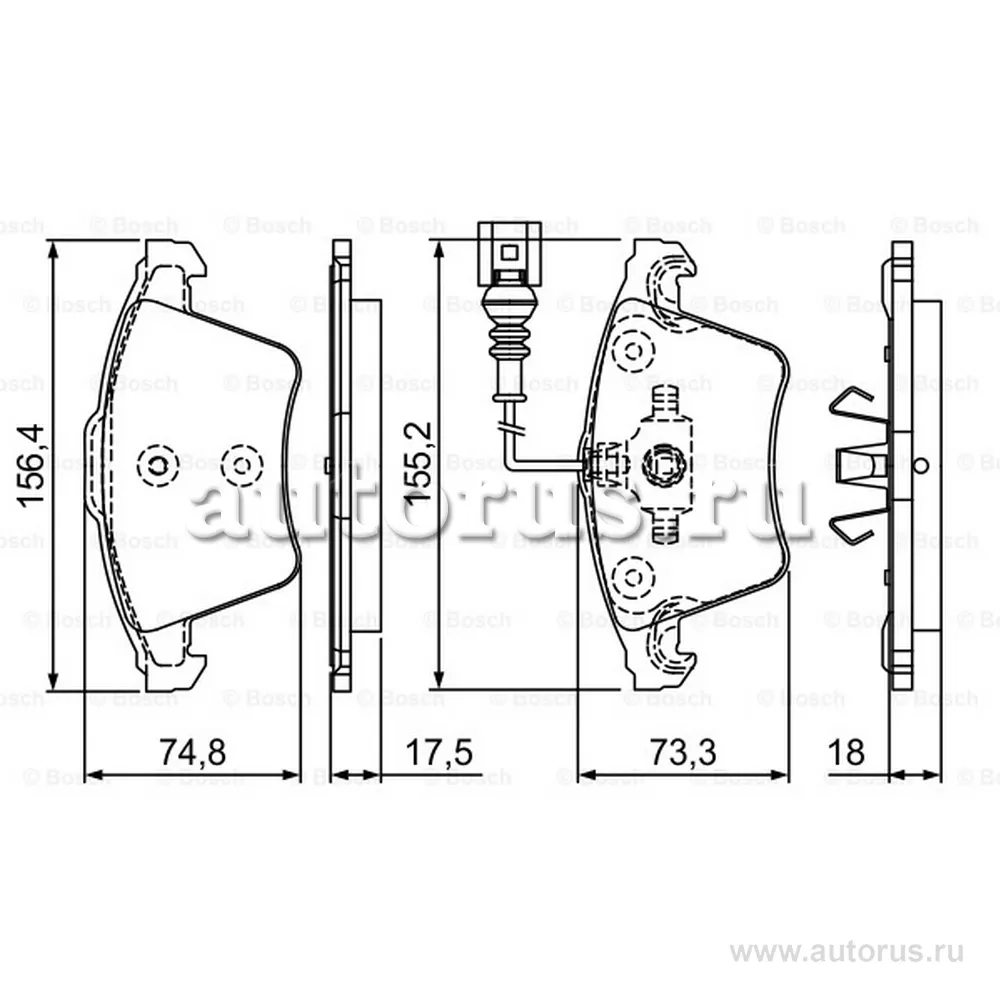 Колодки дисковые передние, VW T5/Mutivan 2.0i/3.2i/1.9TDi/2.5TDi 03 BOSCH 0986494203