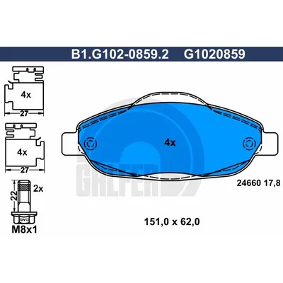 Колодки тормозные дисковые GALFER b1g10208592