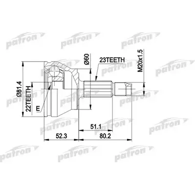 ШРУС наружн к-кт 23x48x22 FORD: ESCORT 1.3/1.4 9.90-10. PATRON PCV1156