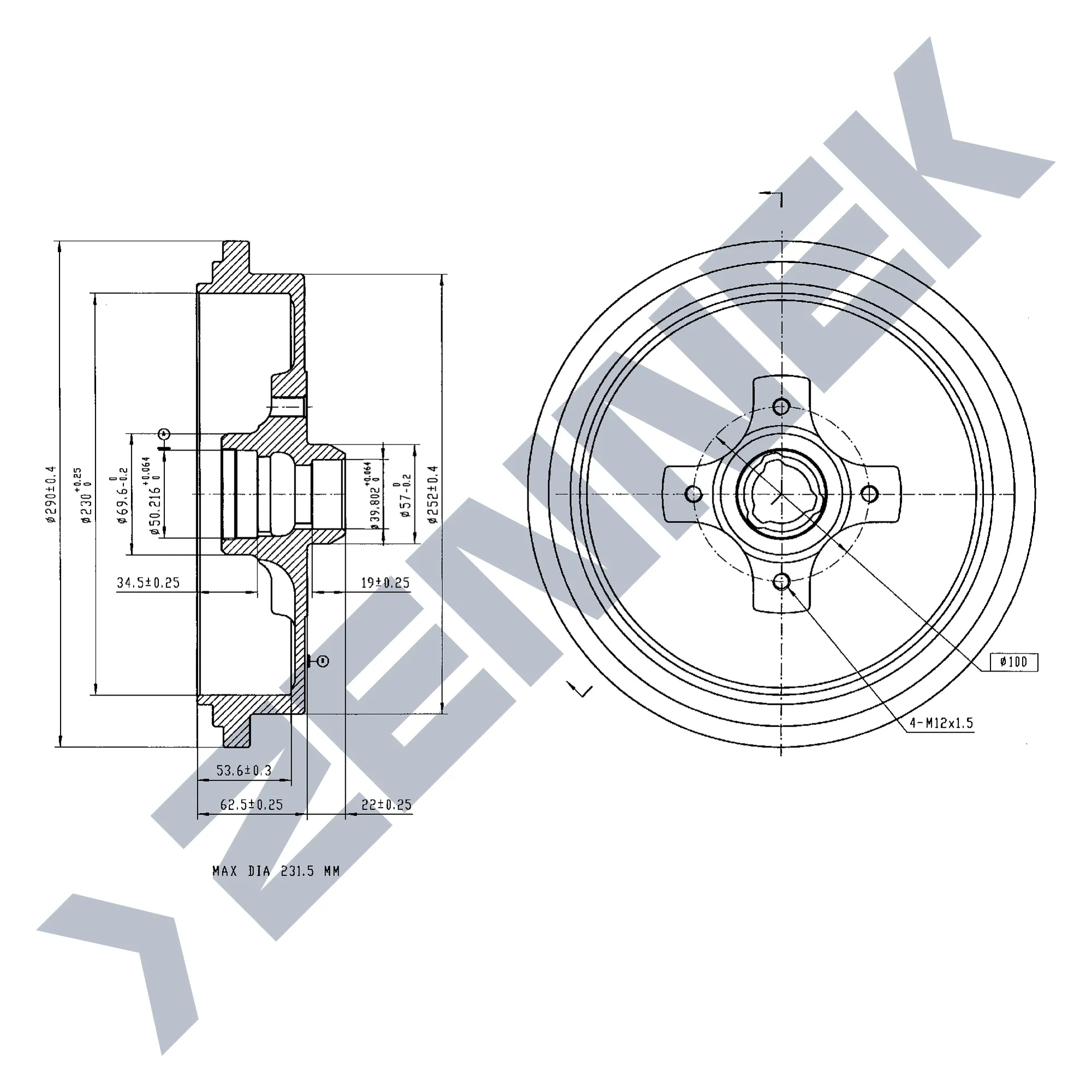 Барабан тормозной VW PASSAT 88-97 ZENNEK DDR0003