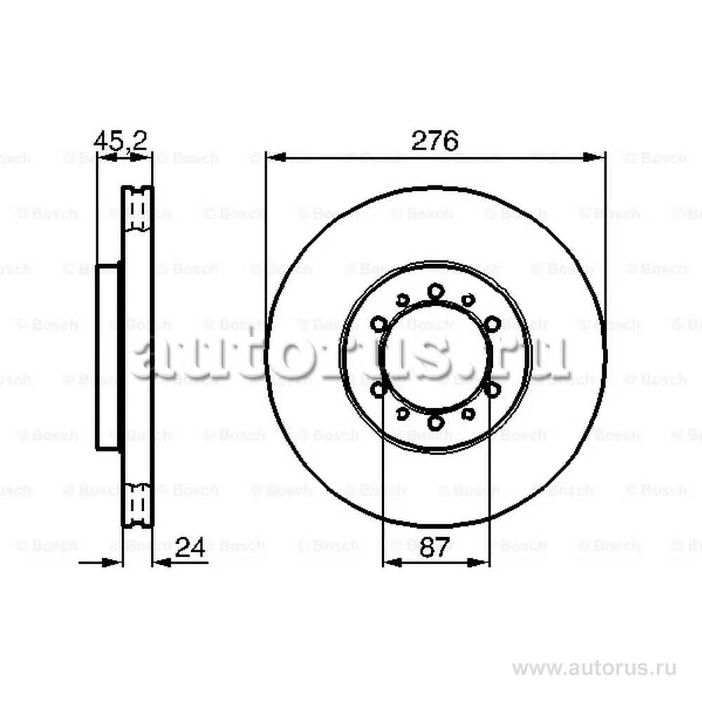 Диск тормозной передний BOSCH 0 986 478 844