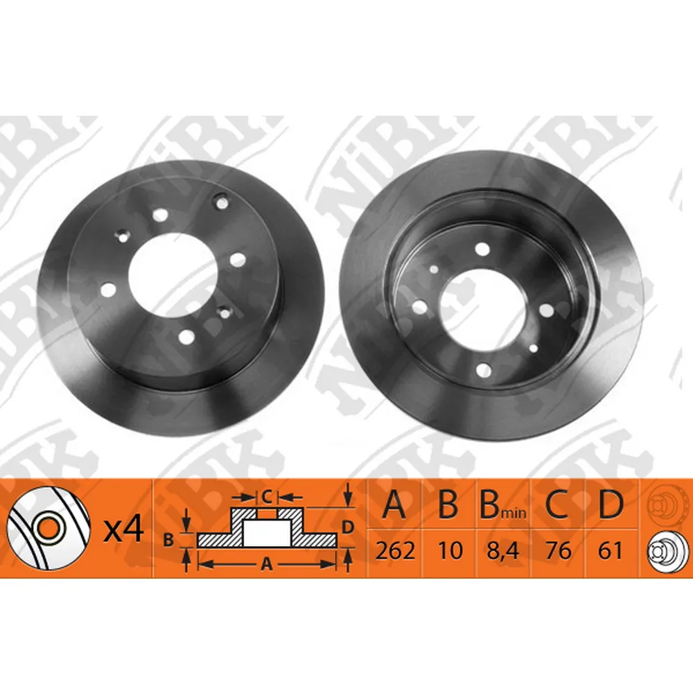 Диск тормозной задний HYUNDAI SONATA IV/KIA MAGENTIS 00-05 /4отв. NIBK RN1175