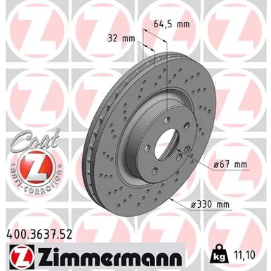 Диск тормозной MB ZIMMERMANN 400363752