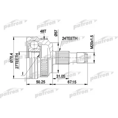 ШРУС наружн к-кт 24x57x27 ABS:48T MERCEDES-BENZ: A-Clas PATRON PCV1434