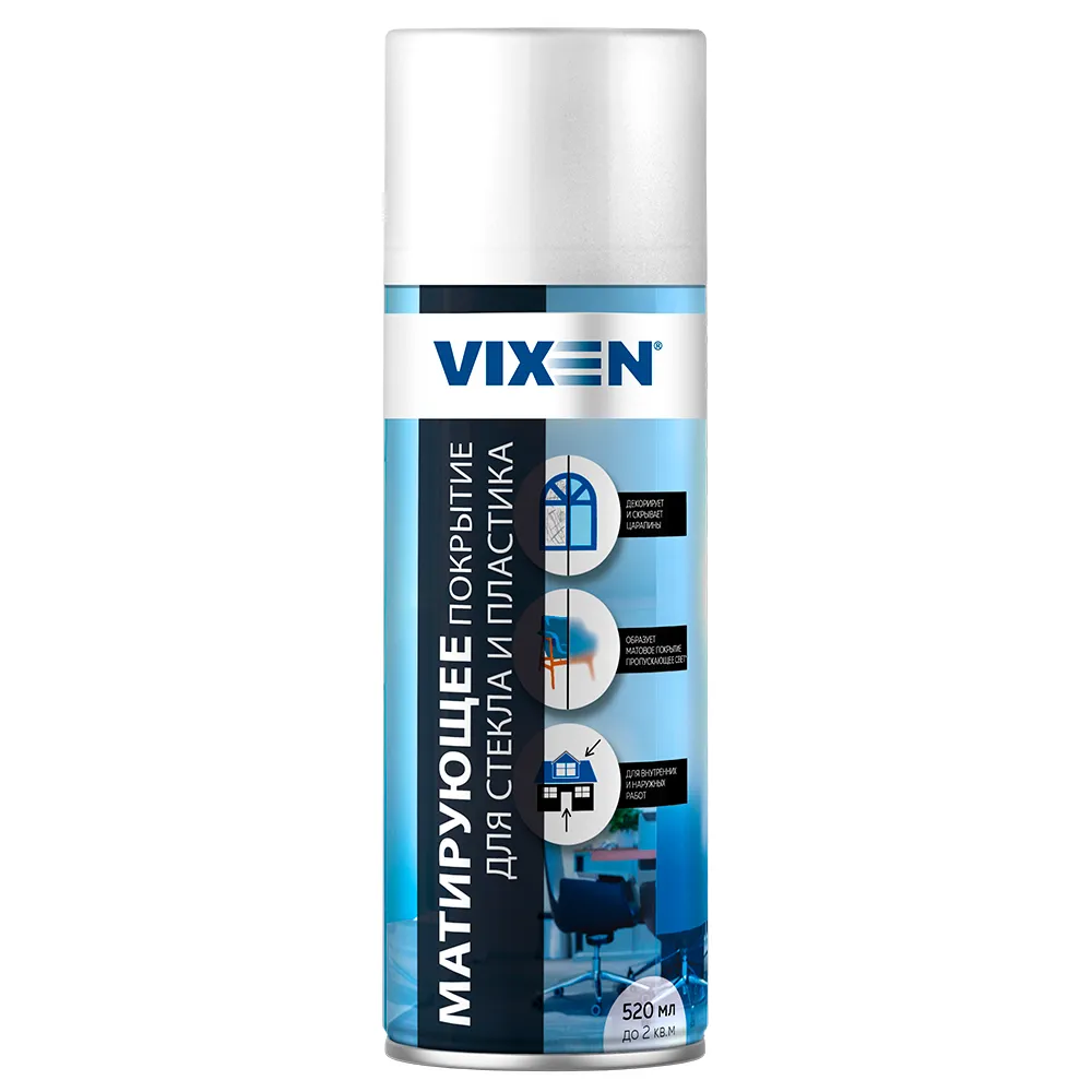 Матирующее покрытие для стекла и пластика, белый, аэрозоль 520 мл VIXEN VX90400 VIXEN VX90400