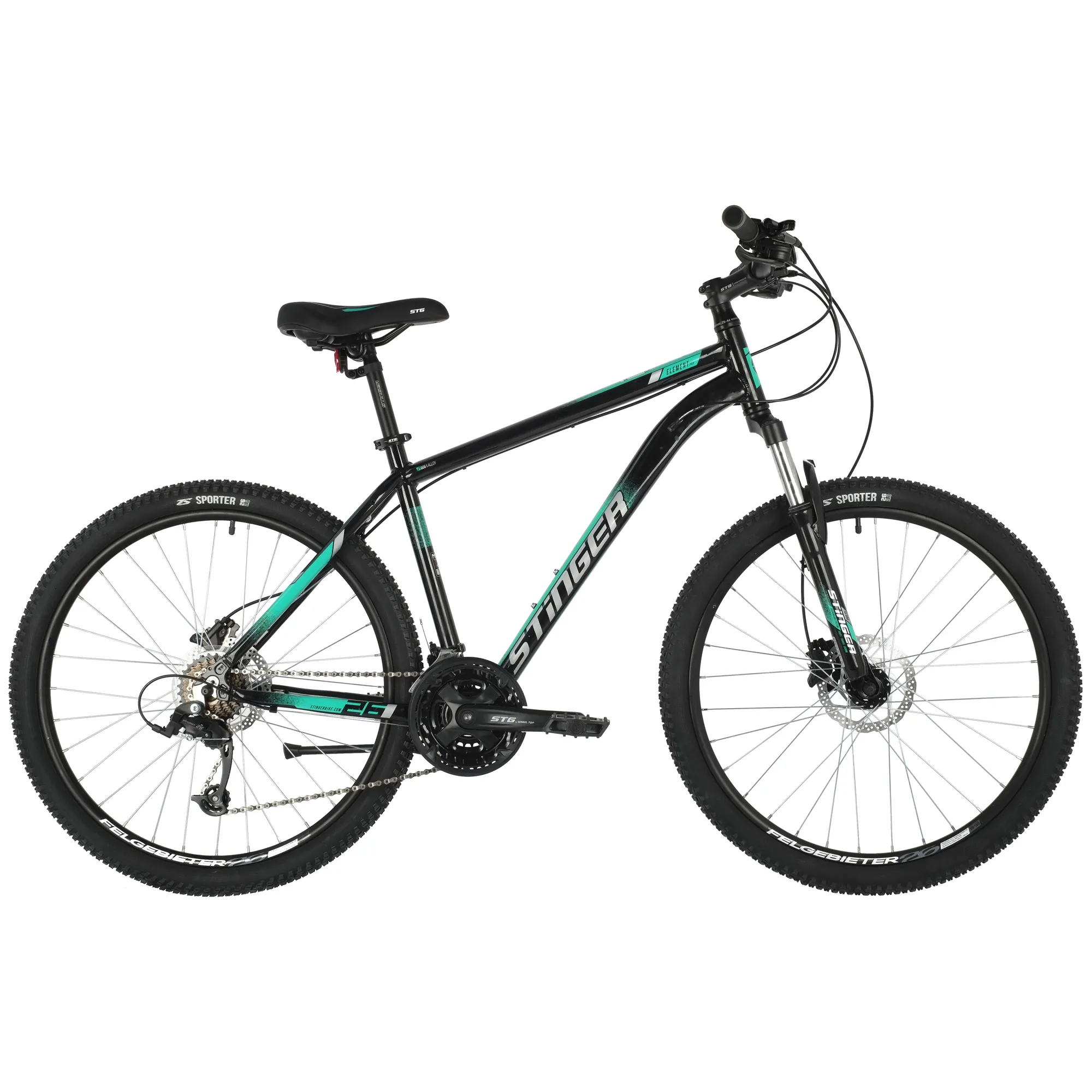 Велосипед 26 горный STINGER Element Pro (2021) количество скоростей 21 рама алюминий 18 черно-зеленый