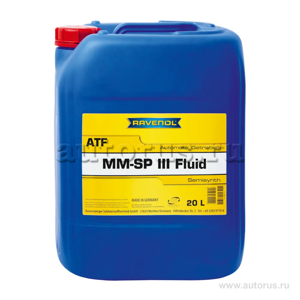 Трансмиссионное масло RAVENOL ATF MM SP-III Fluid (20л) new 1212103-020 (4014835733121)