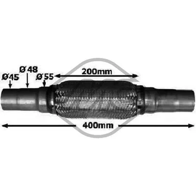 ГОФРА ГЛУШИТЕЛЯ УНИВЕРСАЛЬНАЯ L400MM(ГОФРА 200MM) / D45/48/55MM Metalcaucho 02047