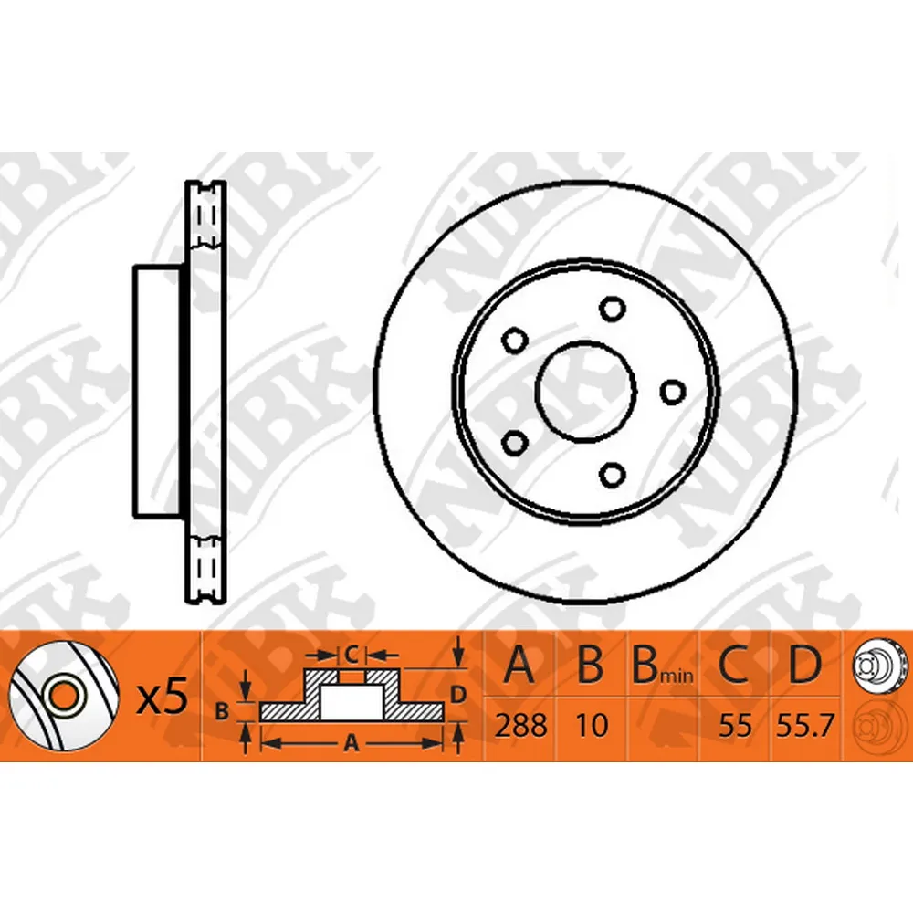 Диск тормозной задний TOYOTA WISH 03-09 /D=288MM NIBK RN1254