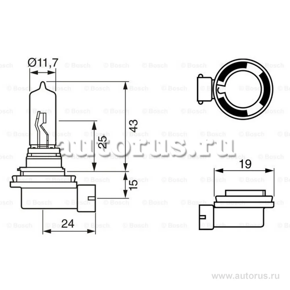 Лампа 12V H9 65W BOSCH Standart 1 шт. картон 1 987 302 082
