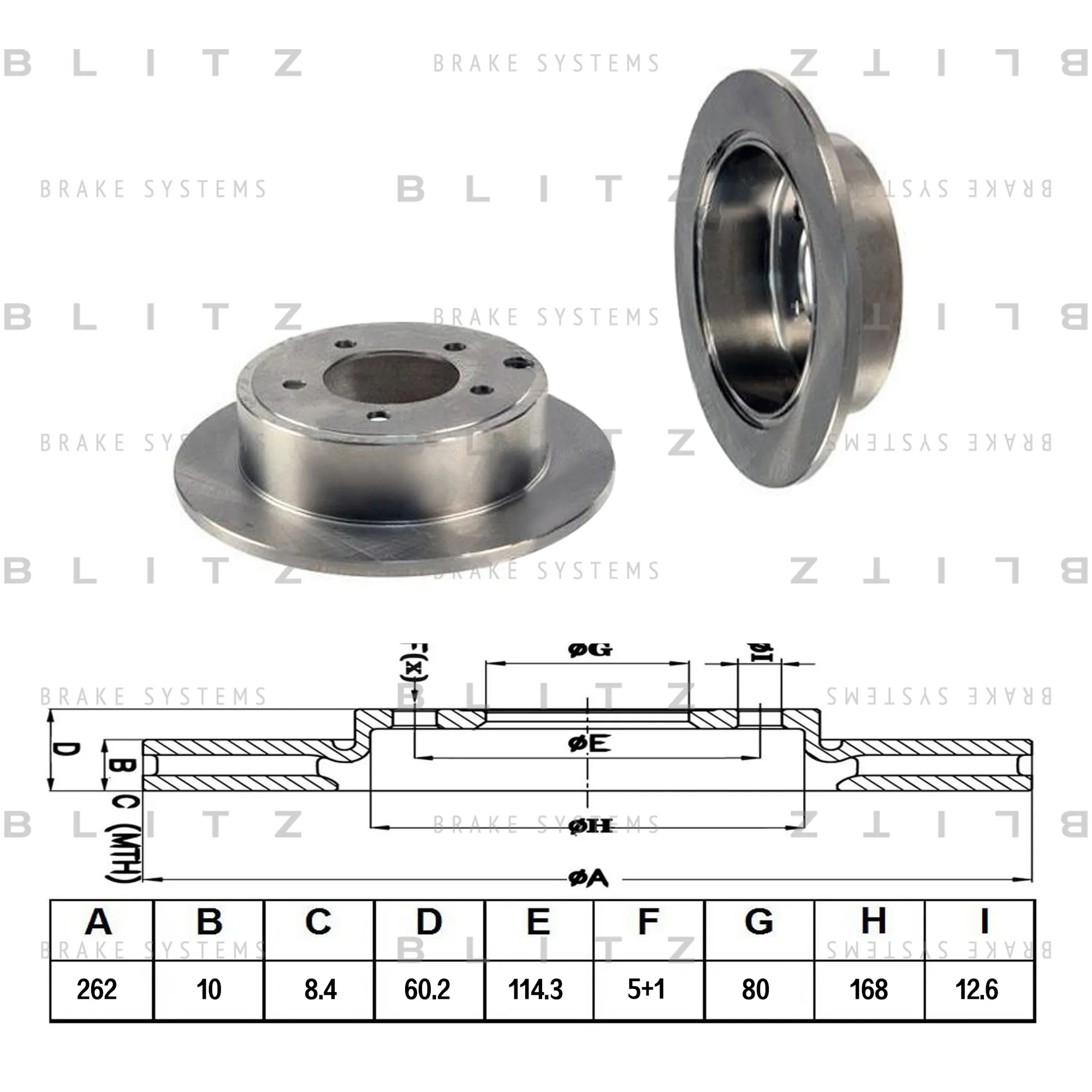 Диск тормозной задний MITSUBISHI LANCER 08-> BLITZ BS0344