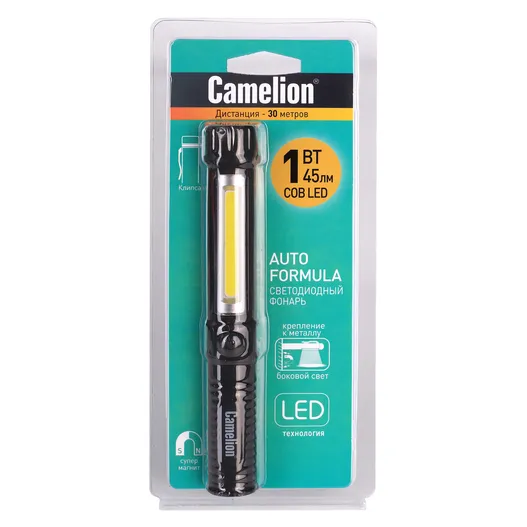 Фонарь-ручка, COB LED+1W LED, 3XR03, пластик, магнит, клипса, блистер LED51521 Camelion 13361