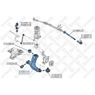Рычаг передний правый Renault Kangoo 1.6/1.5DCi 08> STELLOX 57-03553-SX