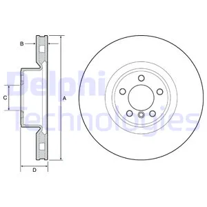 Диск тормозной LAND ROVER RANGE ROVER 09-12 передний D=380 мм. DELPHI BG9117C