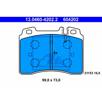 КОЛОДКИ ПЕР MER W124 E-CLASS 2.8-4.0 ATE 13.0460-4202.2
