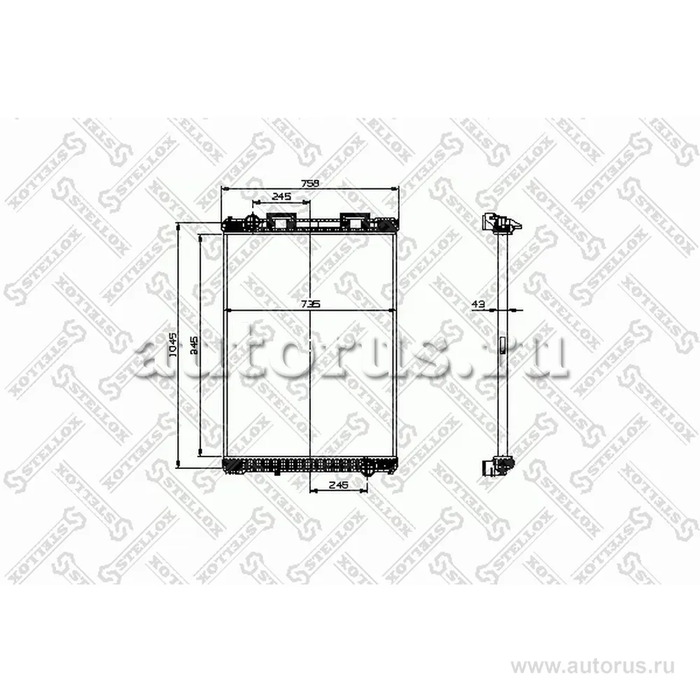 Радиатор системы охлаждения с рамкой 945x708x42 Lкрепл 400мм MAN F STELLOX 81-03316-SX