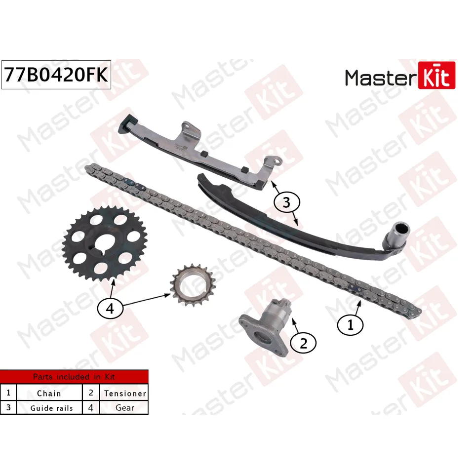 Комплект цепи ГРМ TOYOTA 2RZ-FE MASTERKIT 77B0420FK
