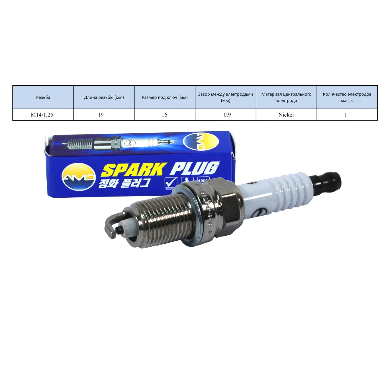 Свеча зажигания ZFR6U9 CHEVROLET (Cruze J300, J305, J308) (1,6) (F16D4) ( AMD AMD.PL86