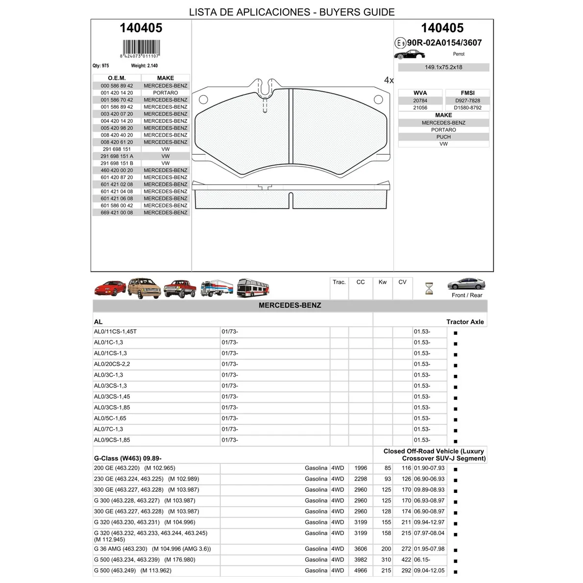 Колодки передние MB W460/463 VW LT ICER 140405