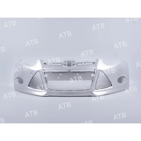Бампер FORD FOCUS 3 2011-2015 передний под ПТФ лунная серебряная пыль (MOONDUST SILVER) ATB 1AFF3011FZJNC