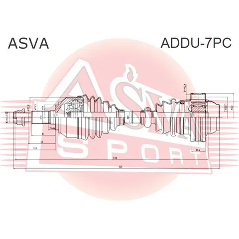 Привод пердний правый 31х540х40 ASVA ADDU-7PC