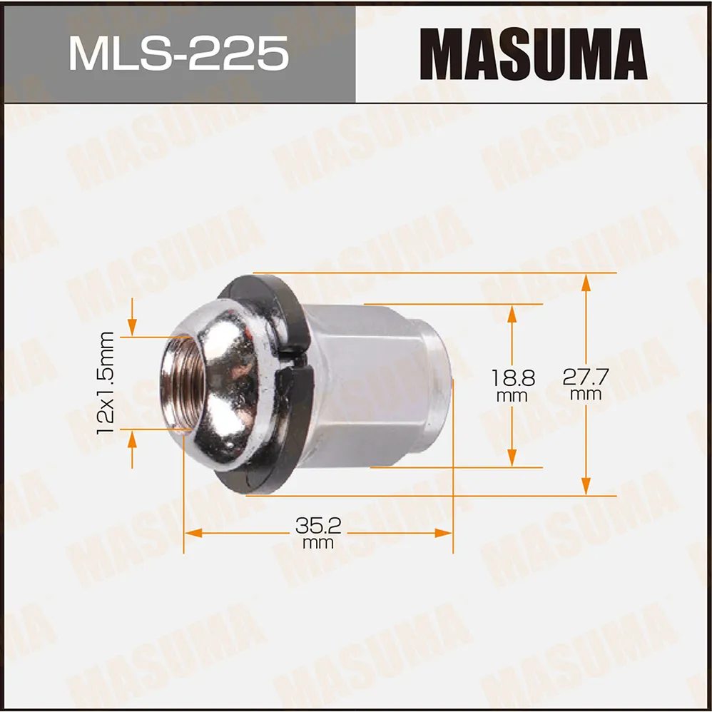 Гайка колесная M12x1.5(R) под ключ 19 M12x1.5(R) под ключ 19 MASUMA MLS-225