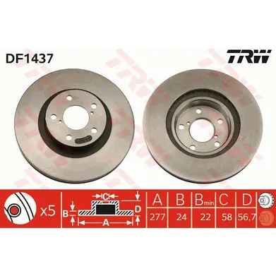 Диск тормозной передний SUBARU TRW DF1437