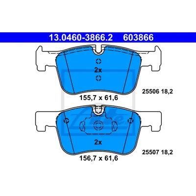 Колодки передние BMW 1-F20/F21 / 3-F30/F31/F34/F80 / 4-F33/F36/F82 ATE 13-0460-3866-2