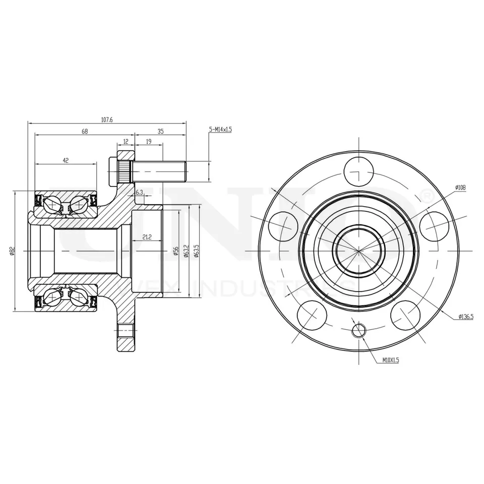 Ступица передняя с ABS UNIO HUB-20043