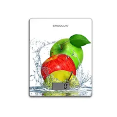 Весы кухонные до 5 кг, 195*142 мм ELX-SK02-С01 белые, яблоки ERGOLUX ELX-SK02-C01