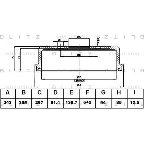 Барабан тормозной MITSUBISHI L200 05-> BLITZ BT0144