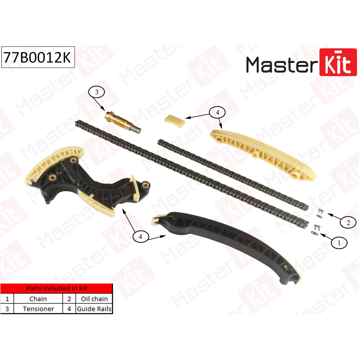 Комплект цепи ГРМ MB:W203/204 1.8 Kompressor M271 02-09 без звездочек 77B0012K MASTERKIT 77B0012K