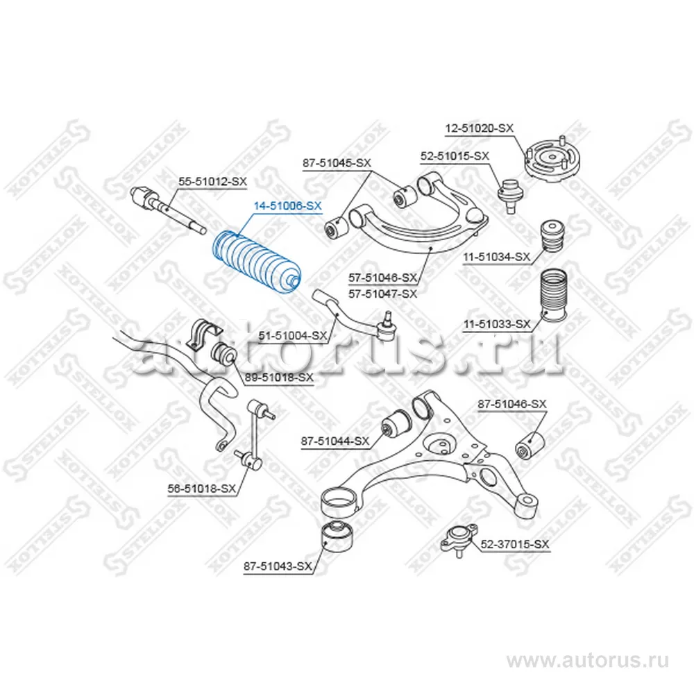 Пыльник рейки рулевой Hyundai Sonata 2.4 04> STELLOX 14-51006-SX