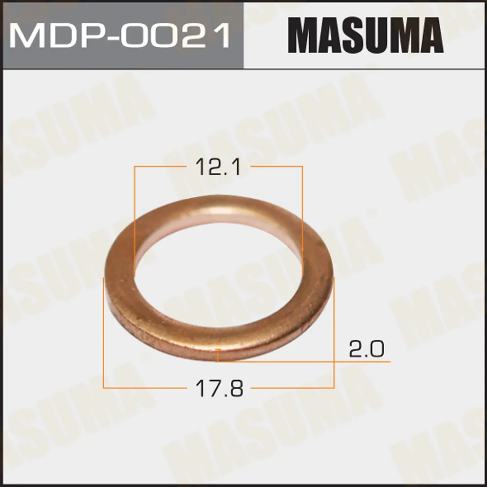 Шайбы для форсунок Медь Медь 12,1х17,8х2 Медь 12,1х17,8х2 MASUMA MDP-0021