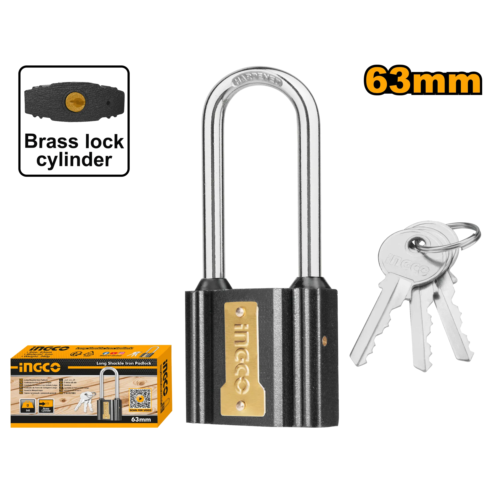 Замок навесной 63 мм INGCO DIPL0631L