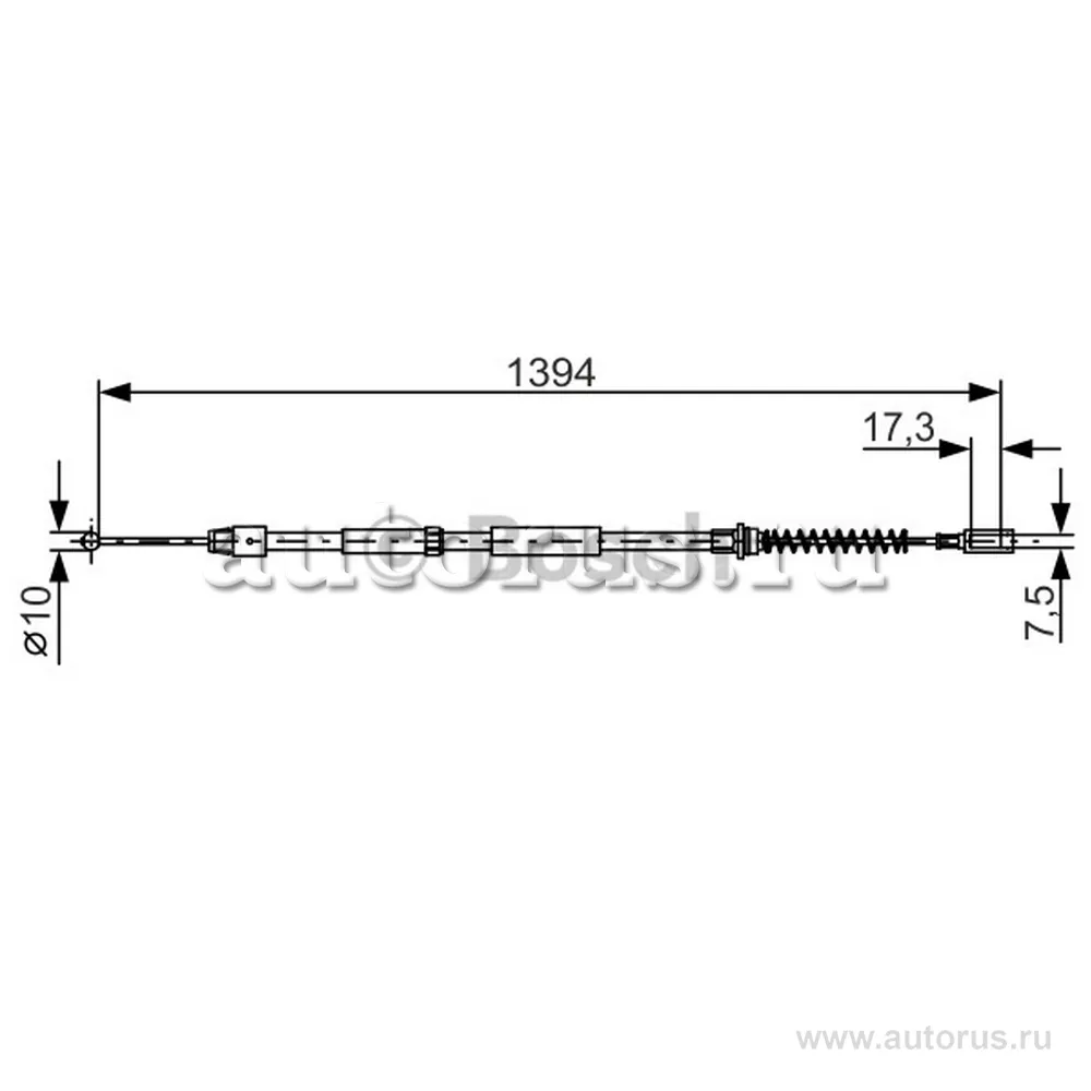 Трос стояночного тормоза L=R VW Crafter 30-50 2006-> /L=1394mm BOSCH 1 987 482 033