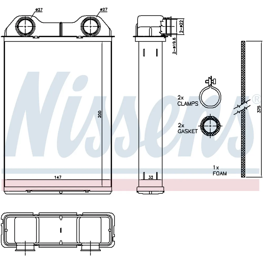 Радиатор печки MINI R50-R53 01- NISSENS 70808
